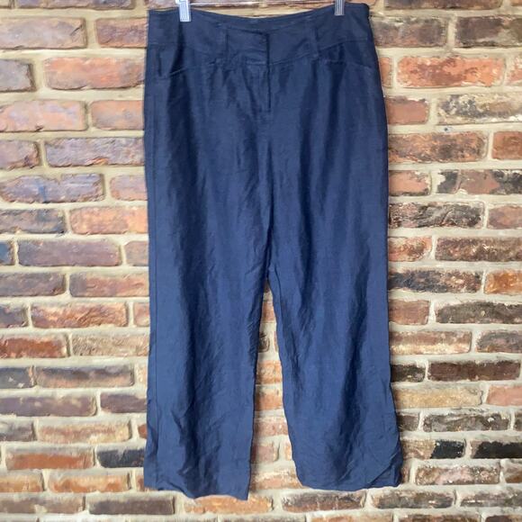 Atelier Black Chambray Wide Leg Dress Pants Women's Size 12 - Picture 1 of 5